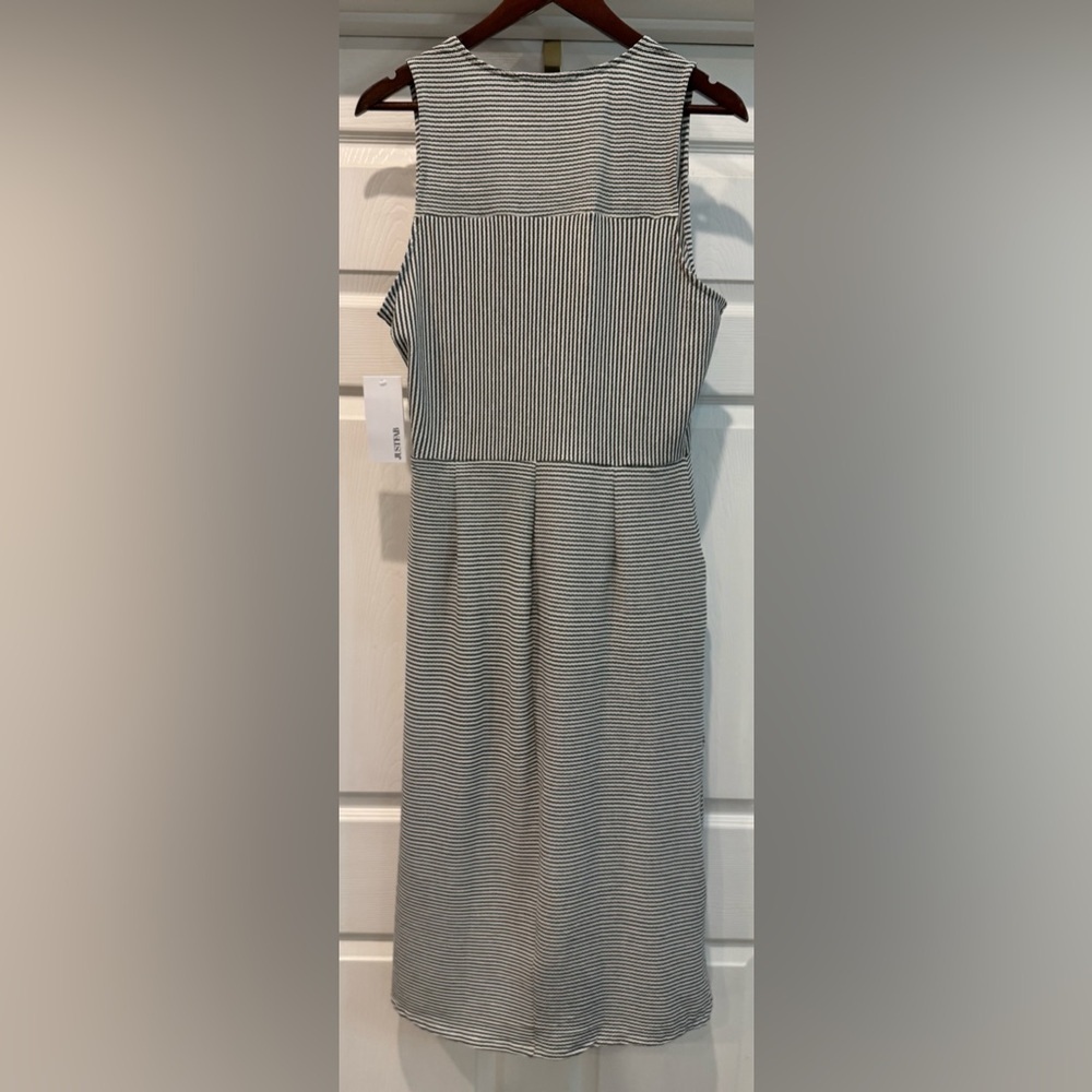 Just Fab Striped Ruched Shirt Dress Sleeveless Black White Size XL - Picture 4 of 11